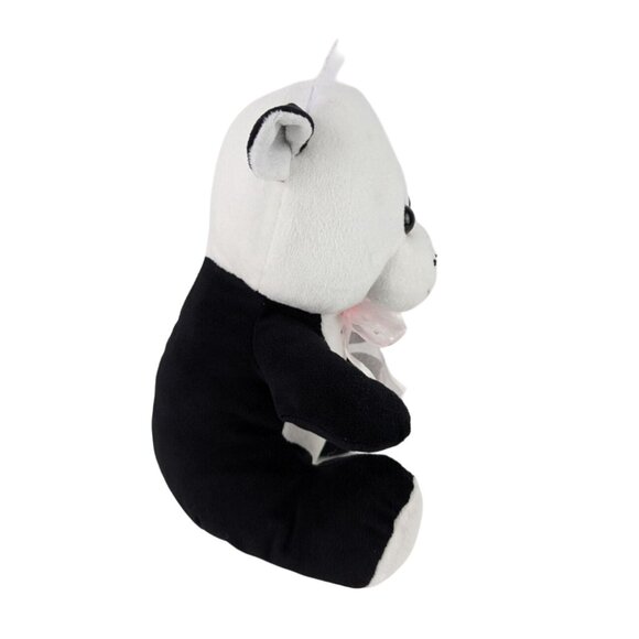 CalPlush Cow Plush 11" Black & White Stuffed Animal Toy Bull Pink Bow - Picture 4 of 6